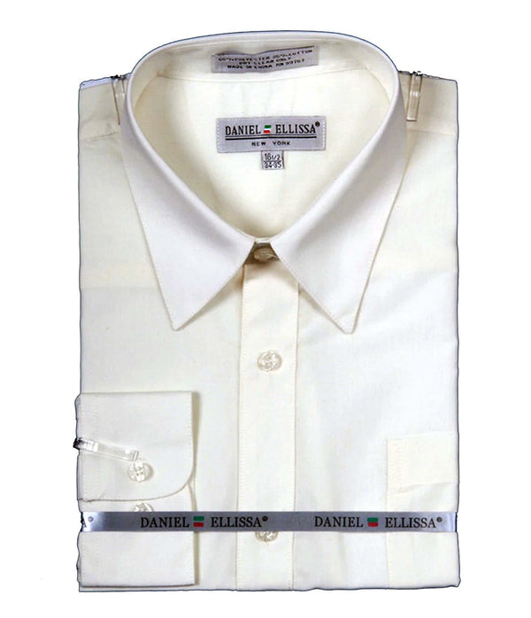 Men's Basic Dress Shirt with Convertible Cuff -Color Ivory - Upscale Men's Fashion