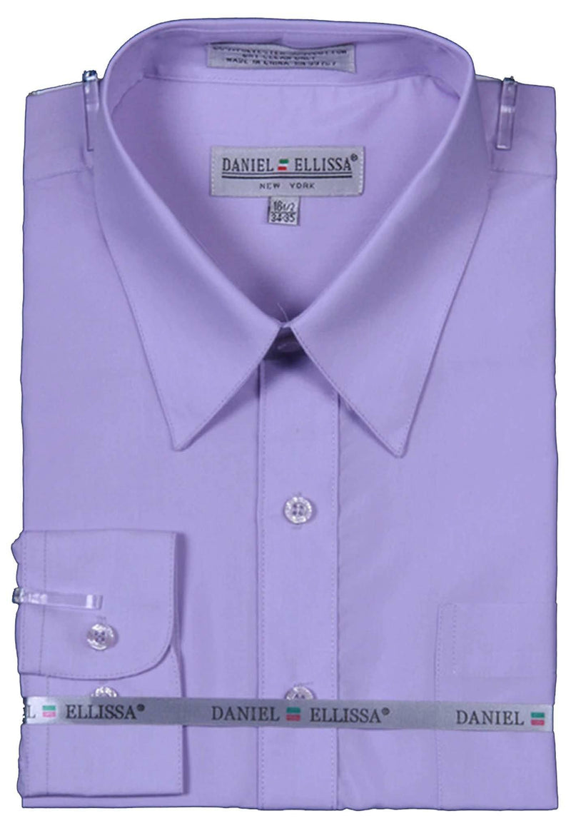 Men's Basic Dress Shirt with Convertible Cuff -Color Lilac - Upscale Men's Fashion