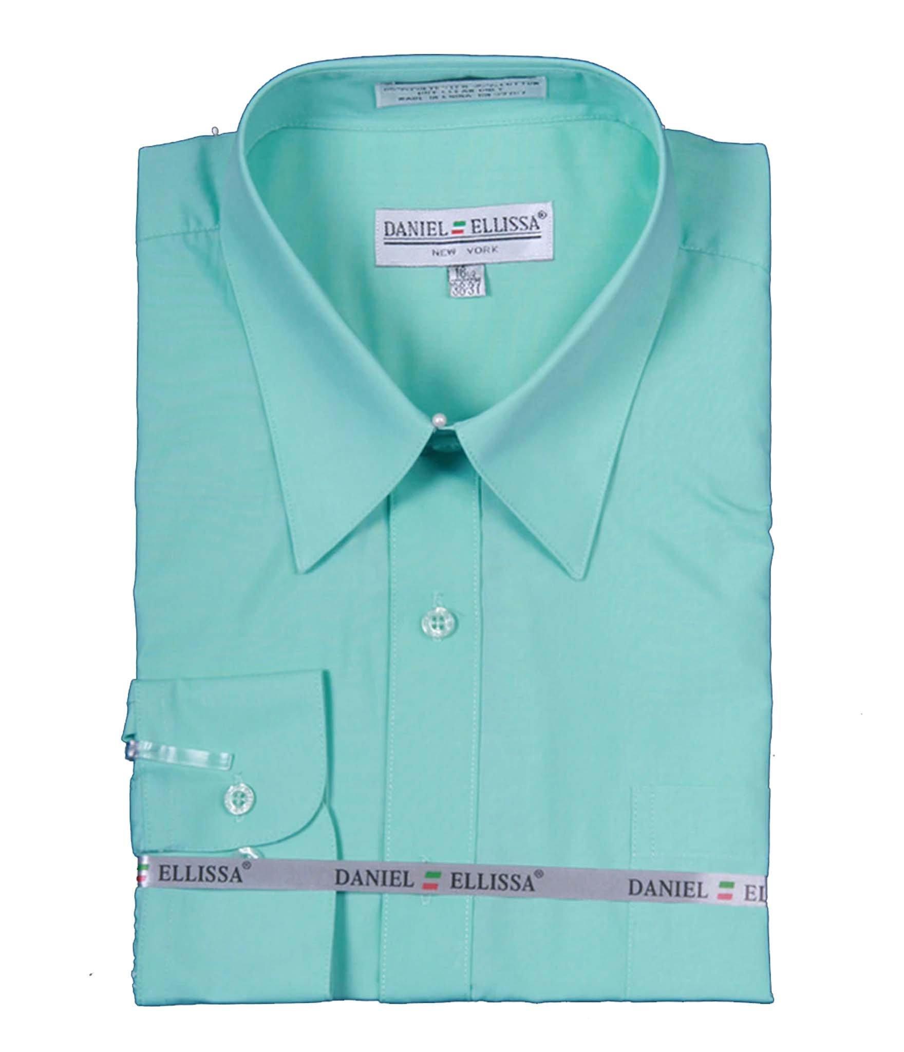 Men's Basic Dress Shirt with Convertible Cuff -Color Mint - Upscale Men's Fashion