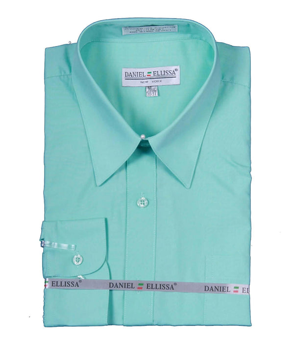 Men's Basic Dress Shirt with Convertible Cuff -Color Mint - Upscale Men's Fashion