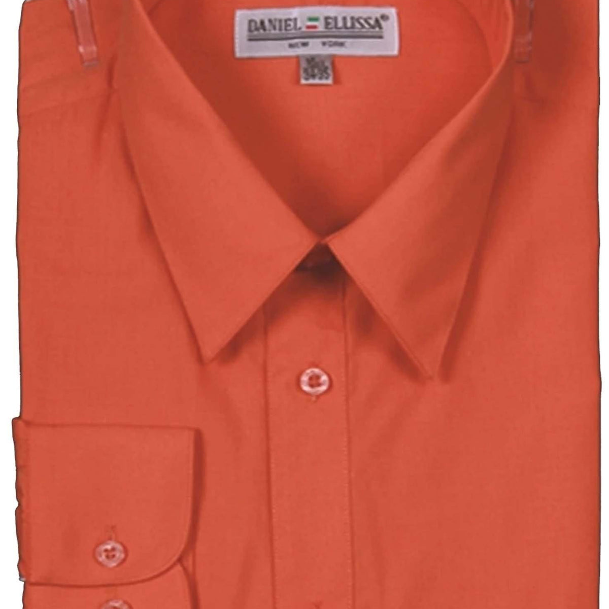Men's Basic Dress Shirt with Convertible Cuff -Color Orange Men's Basic Dress Shirt with Convertible Cuff -Color Orange