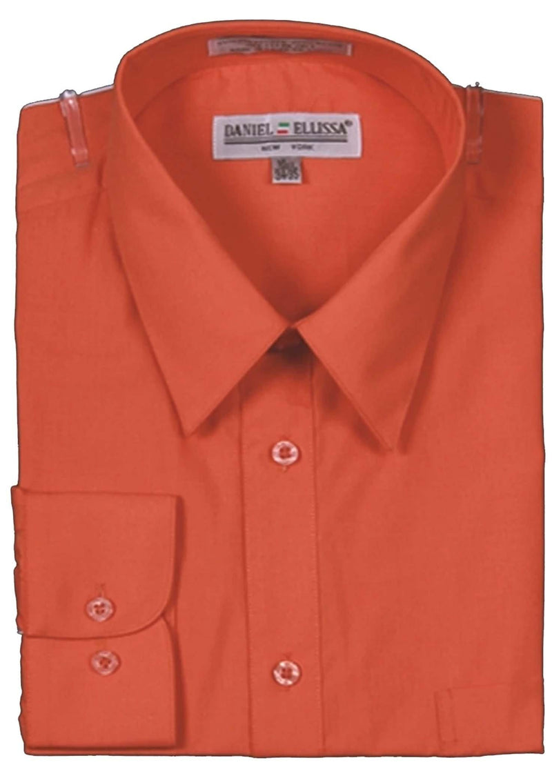 Men's Basic Dress Shirt with Convertible Cuff -Color Orange - Upscale Men's Fashion