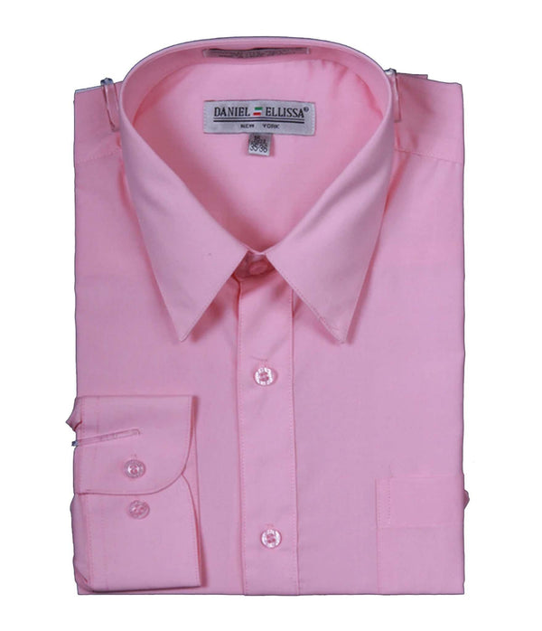 Men's Basic Dress Shirt with Convertible Cuff -Color Pink - Upscale Men's Fashion