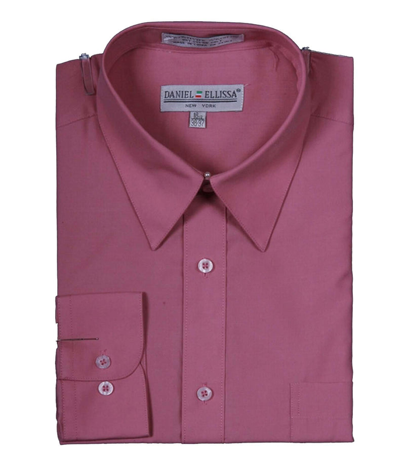Men's Basic Dress Shirt with Convertible Cuff -Color Rose Pink - Upscale Men's Fashion