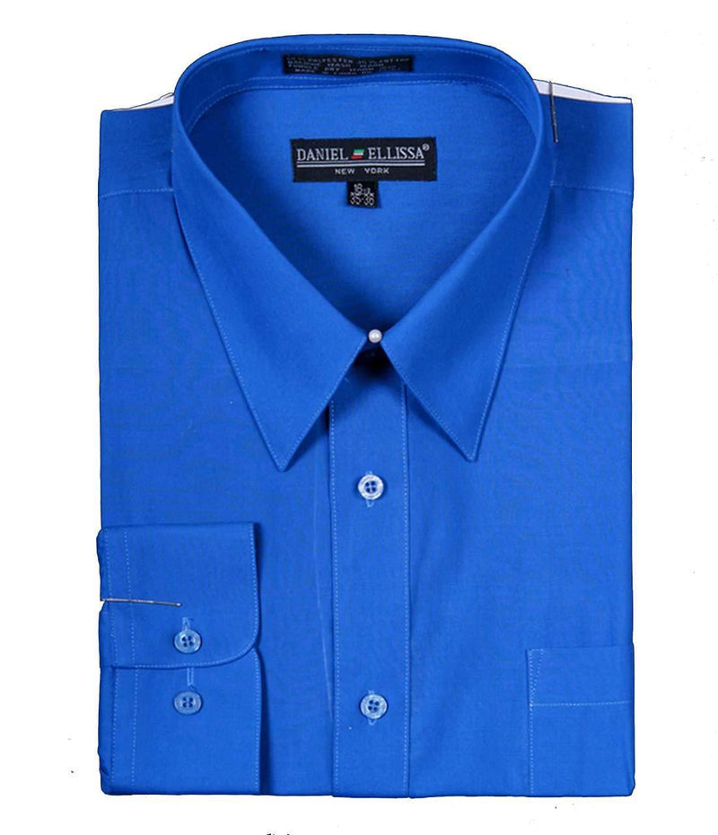 Men's Basic Dress Shirt with Convertible Cuff -Color Royal Blue - Upscale Men's Fashion