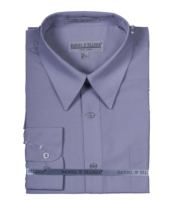 Men's Basic Dress Shirt with Convertible Cuff -Color Silver - Upscale Men's Fashion