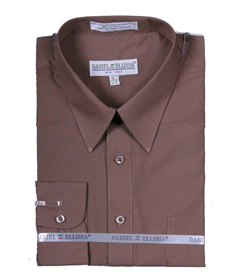 Men's Basic Dress Shirt with Convertible Cuff -Color Taupe - Upscale Men's Fashion