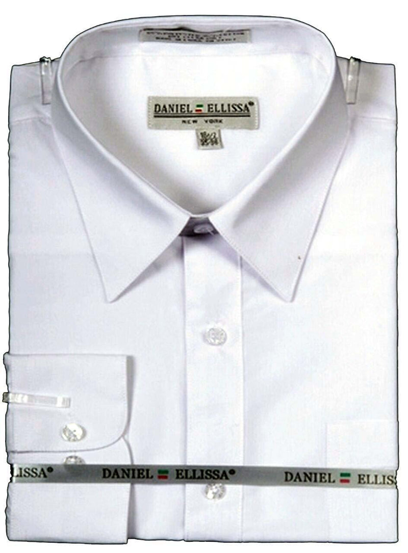 Men's Basic Dress Shirt with Convertible Cuff -Color White - Upscale Men's Fashion