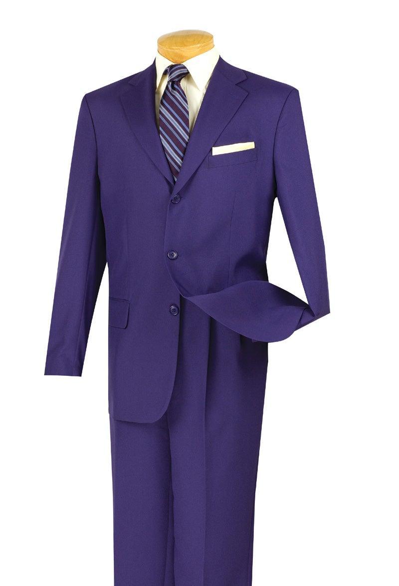 Men's Basic Two Piece, 3 buttons Suit Color Purple - Upscale Men's Fashion
