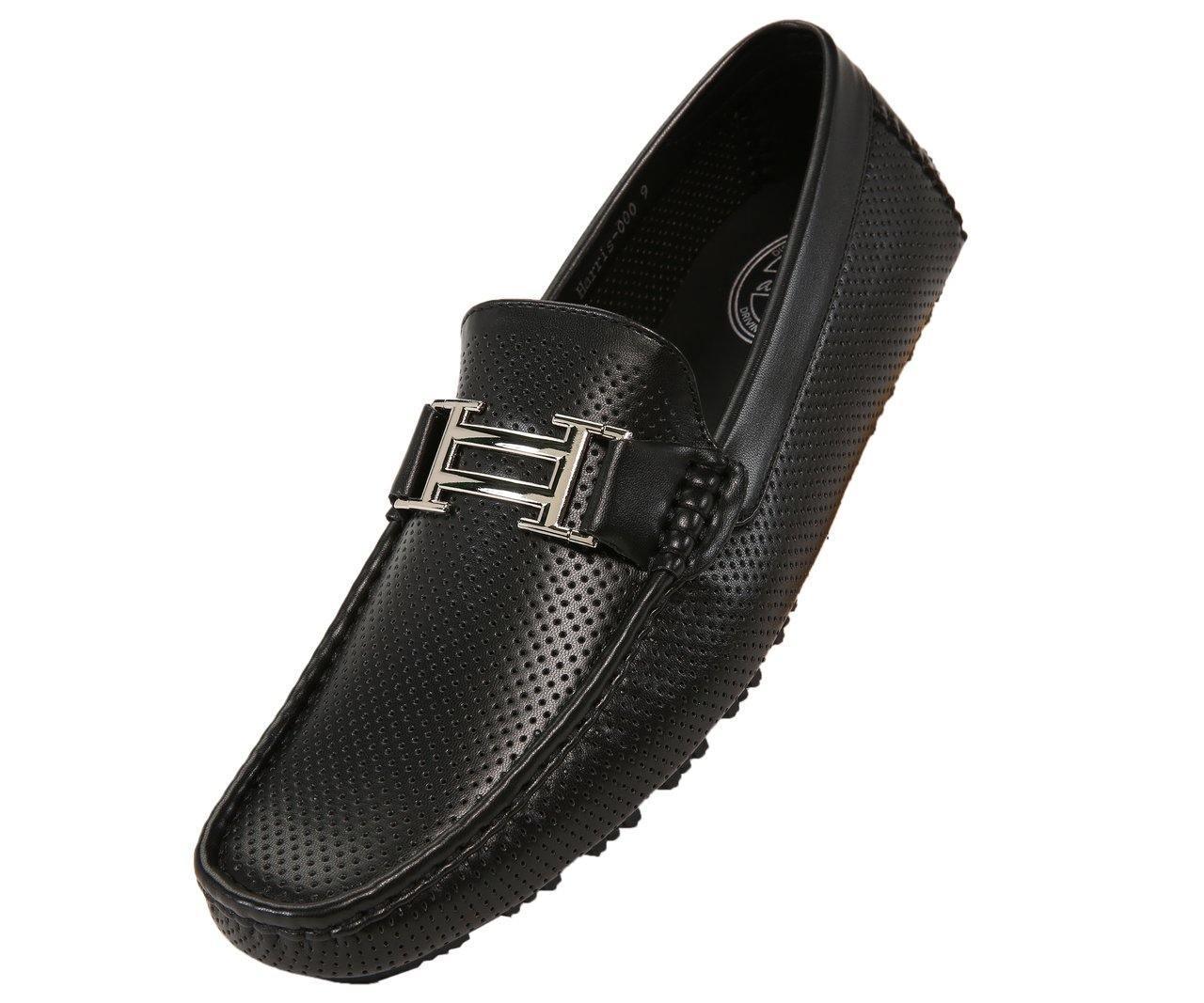 Men's Black Perforated Smooth Driving Moccasin/Loafers Shoes - Upscale Men's Fashion