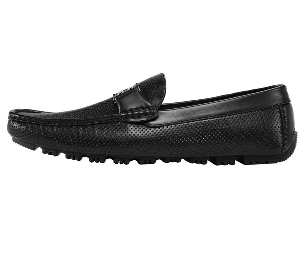 Men's Black Perforated Smooth Driving Moccasin/Loafers Shoes - Upscale Men's Fashion