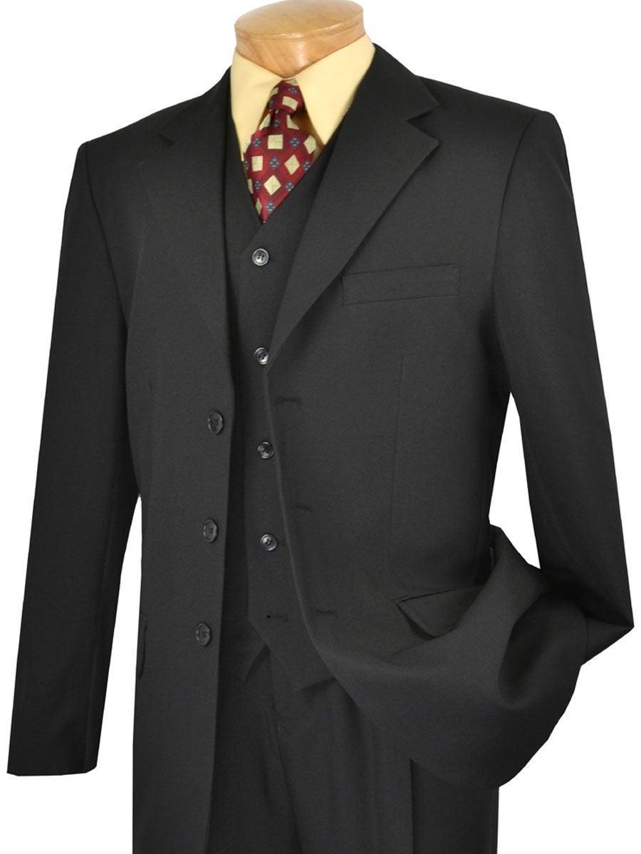 Men's Classic Single breasted 3 Piece Suit Colors Black - Upscale Men's Fashion