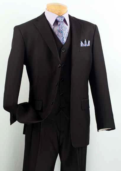 Men's Classic Three Piece ,3 buttons Suit Color Black - Upscale Men's Fashion