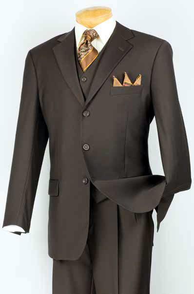 Men's Classic Three Piece ,3 buttons Suit Color Brown - Upscale Men's Fashion