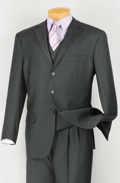 Men's Classic Three Piece ,3 buttons Suit Color Heather Gray - Upscale Men's Fashion