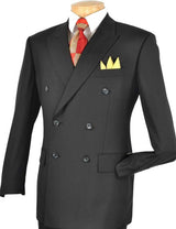 Men's Executive Double Breasted Suit Solid Black - Upscale Men's Fashion