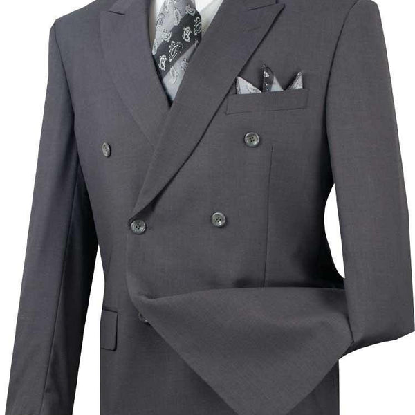 Heather Gray Double Breasted Regular Fit Suit