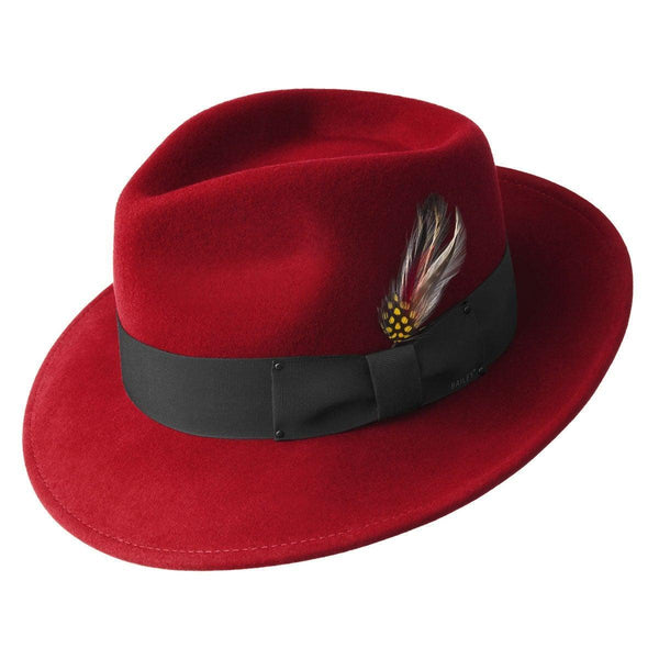 Men's Fedora Hat by Bailey of Hollywood Color Red with Black Band - Upscale Men's Fashion