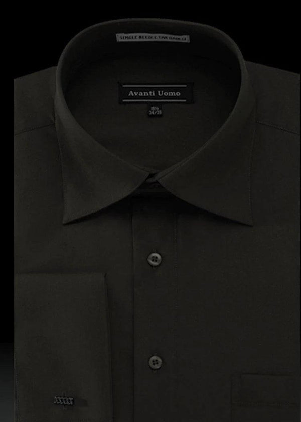 Men's French Cuff Dress Shirt Spread Collar, Black - Upscale Men's Fashion
