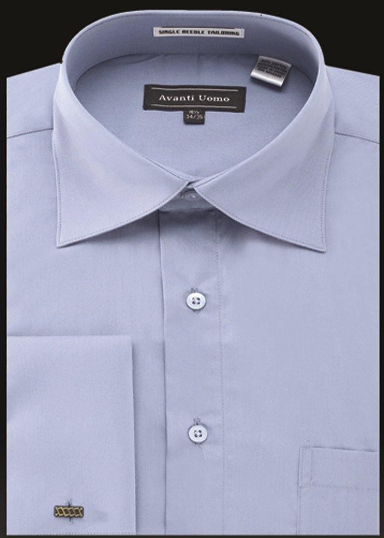 Men's French Cuff Dress Shirt Spread Collar- Powder Blue - Upscale Men's Fashion