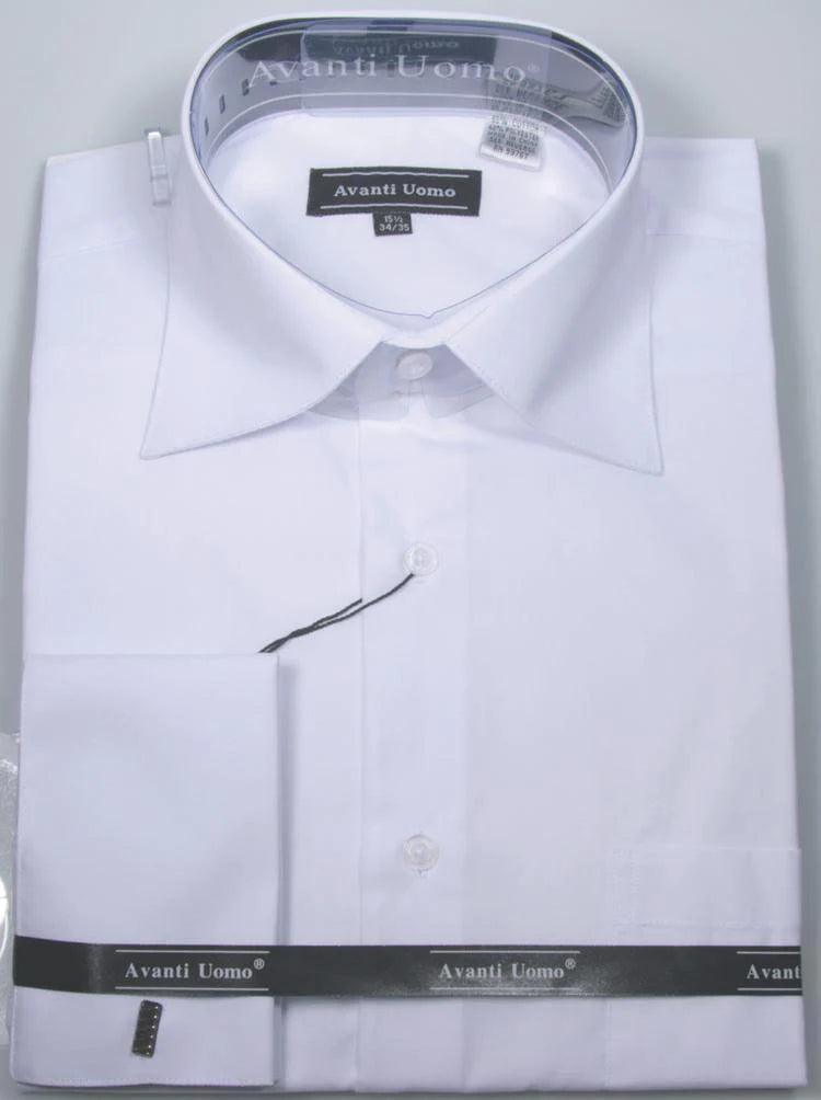 Men's French Cuff Dress Shirt Spread Collar, White - Upscale Men's Fashion