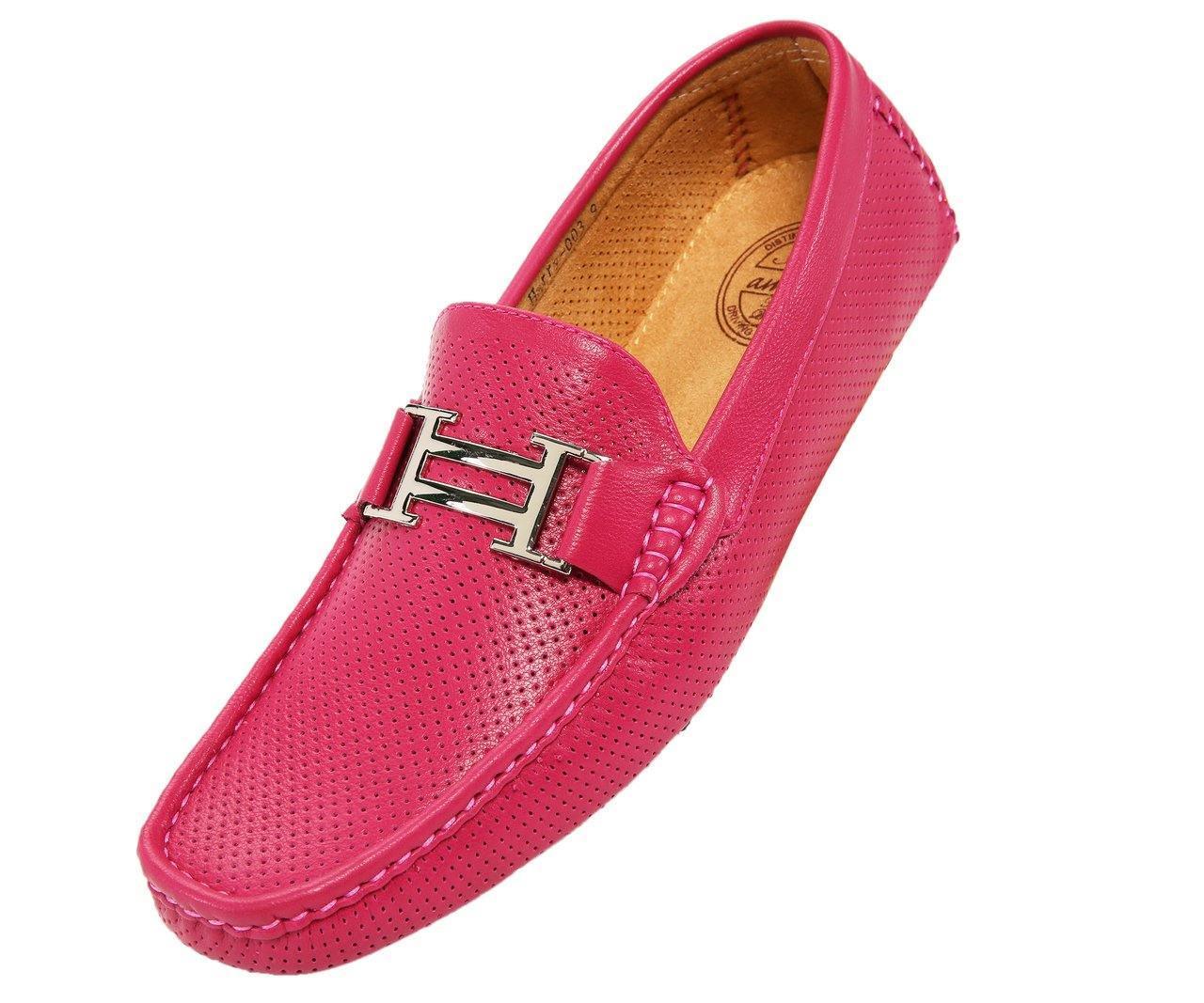 Men's Fuchsia Perforated Smooth Driving Moccasin/Loafers Shoes - Upscale Men's Fashion