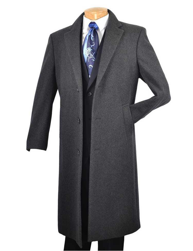 Men’s Full Length Topcoat in Charcoal - Upscale Men's Fashion