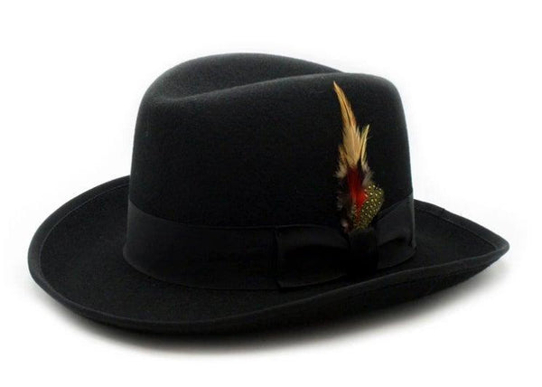 Men's GodFather Wool Felt Hat color Black - Upscale Men's Fashion