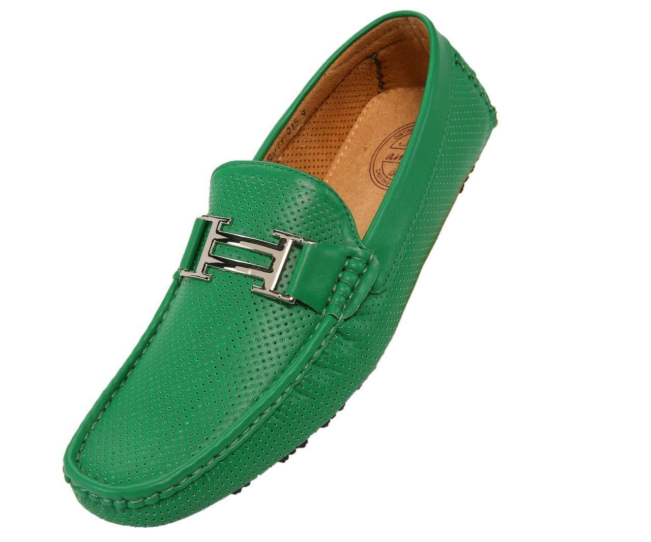 Men's Green Perforated Smooth Driving Moccasin/Loafers Shoes - Upscale Men's Fashion