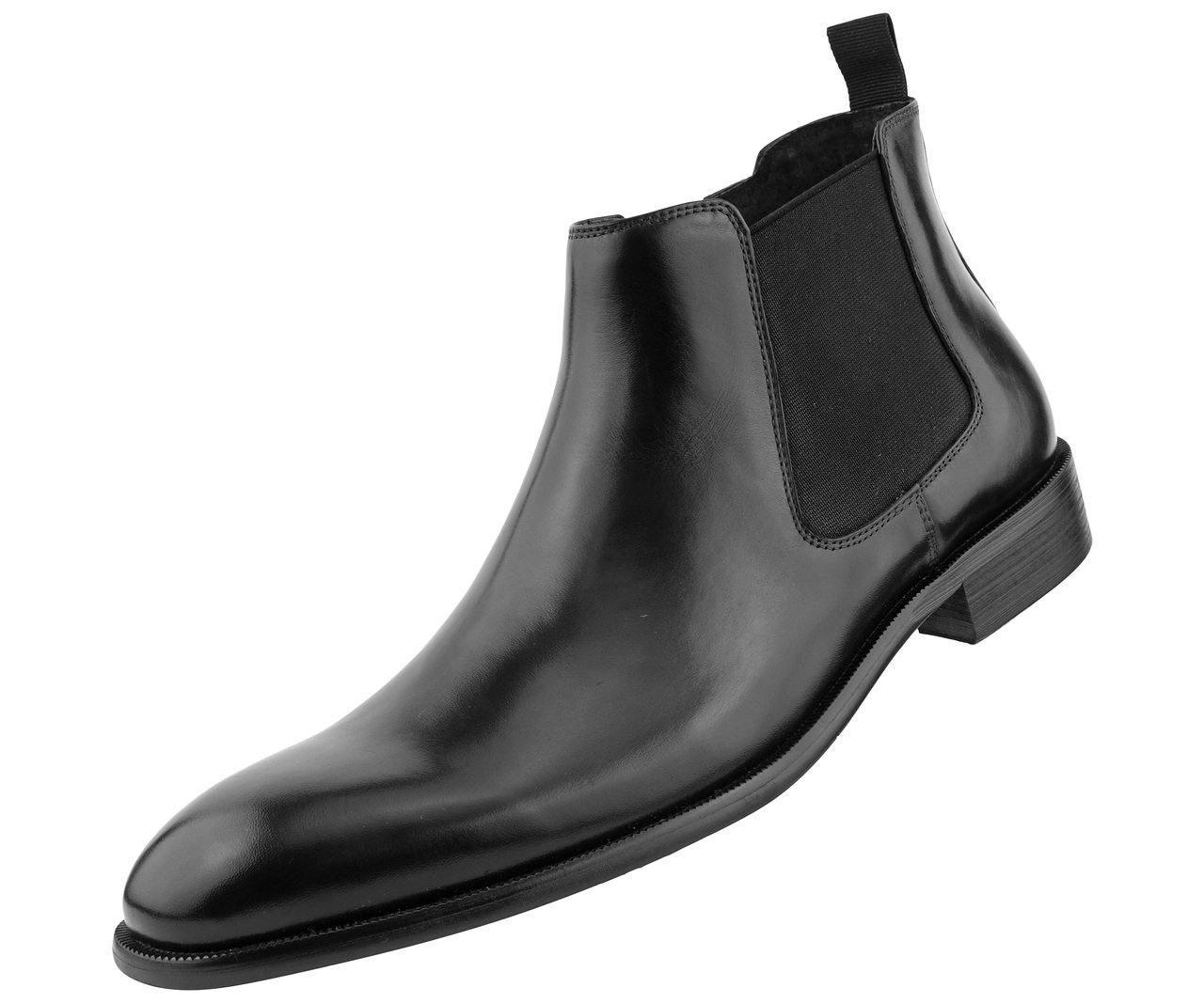 Men's Leather Chelsea Dress Boot color Black - Upscale Men's Fashion