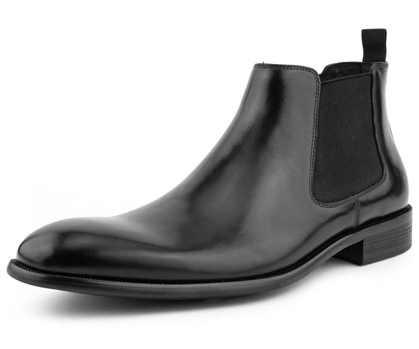 Men's Leather Chelsea Dress Boot color Black - Upscale Men's Fashion
