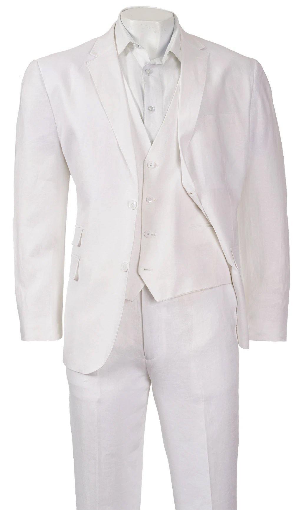 Men's Linen 3 PC Suit color White by inSerch - Upscale Men's Fashion