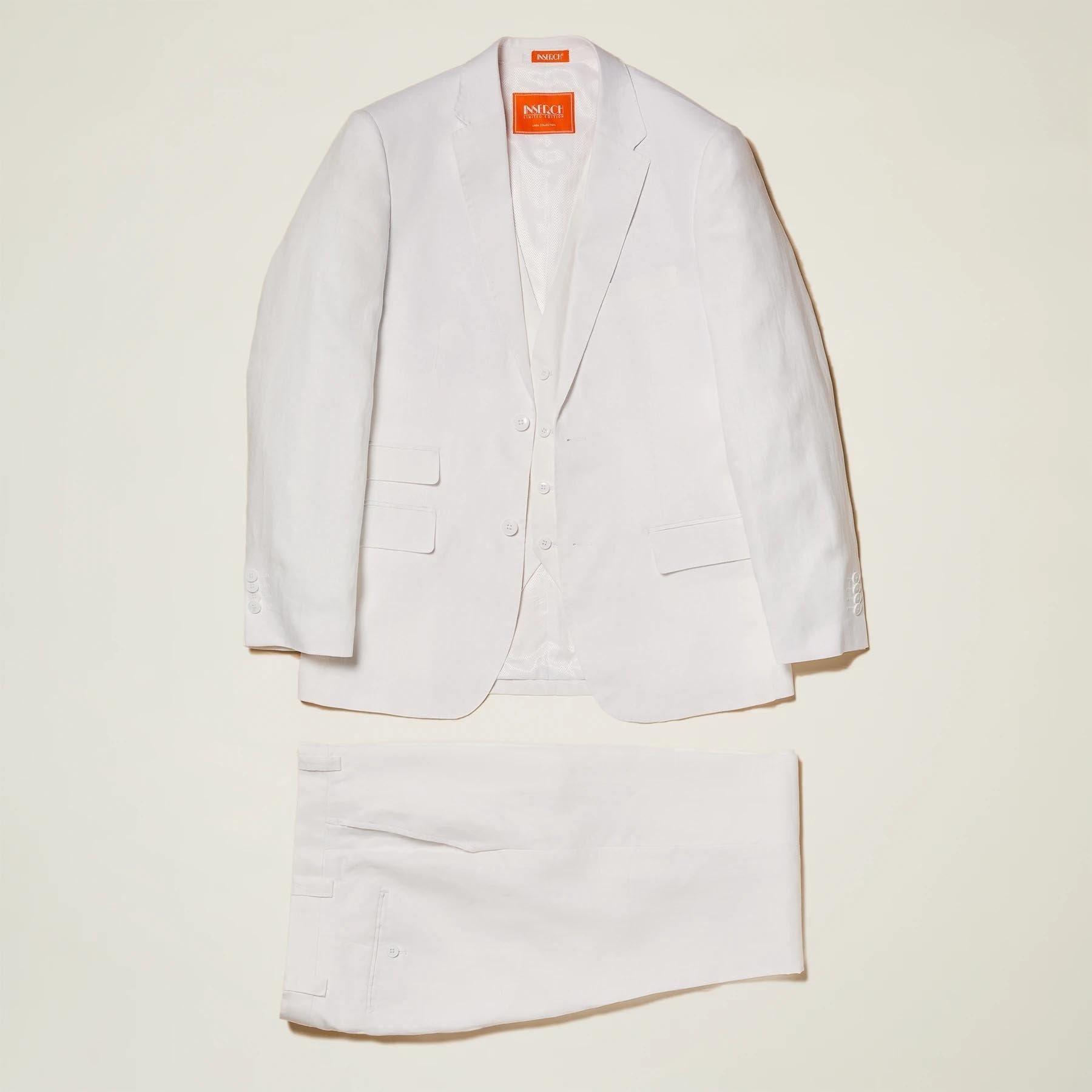 Men's Linen 3 PC Suit color White by inSerch - Upscale Men's Fashion