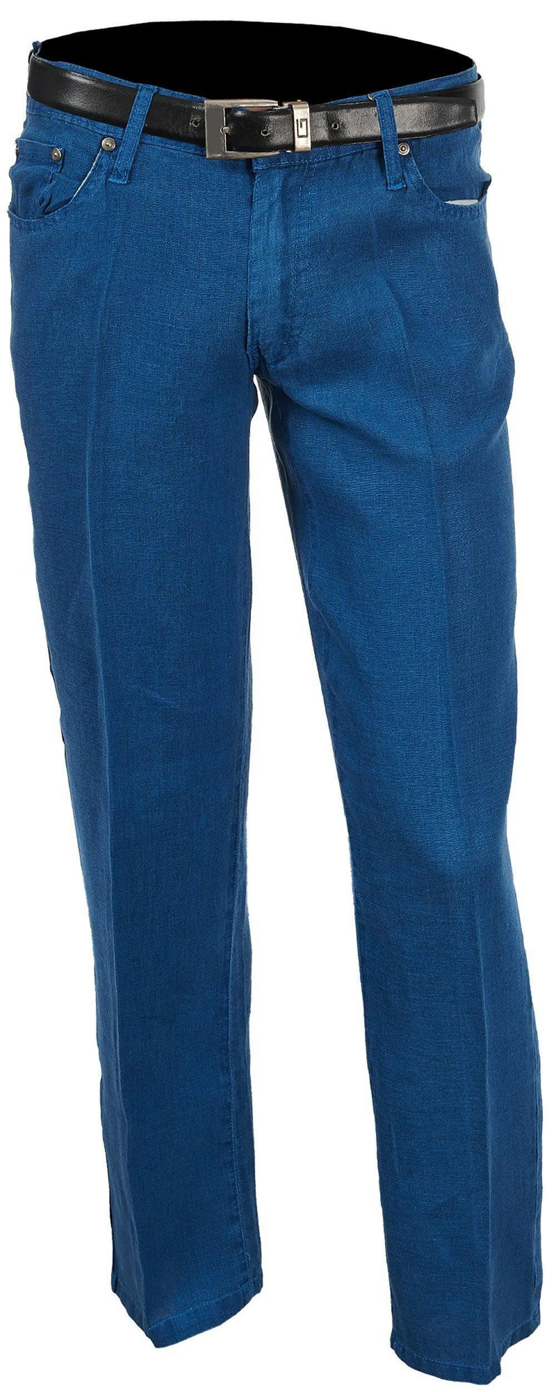 Men's Linen Slim Fit Jeans color Cobalt Blue - Upscale Men's Fashion
