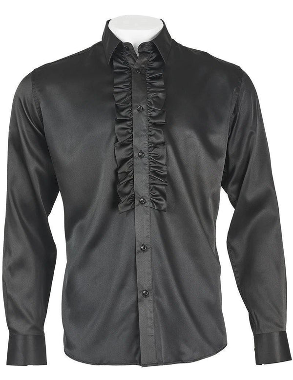Men's Ruffle Shirt color Black - Upscale Men's Fashion