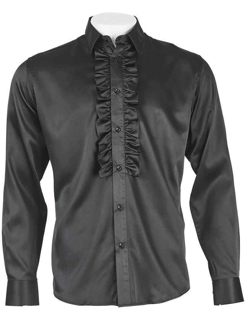 Men's Ruffle Shirt color Black – Upscale Men's Fashion