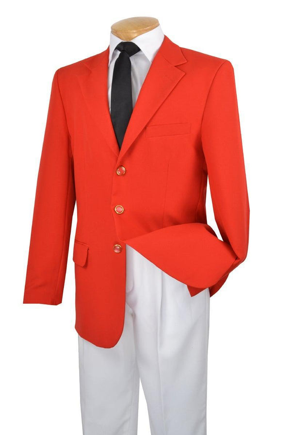 Men's Single Breasted Blazer Three Buttons by Vinci Color Red - Upscale Men's Fashion