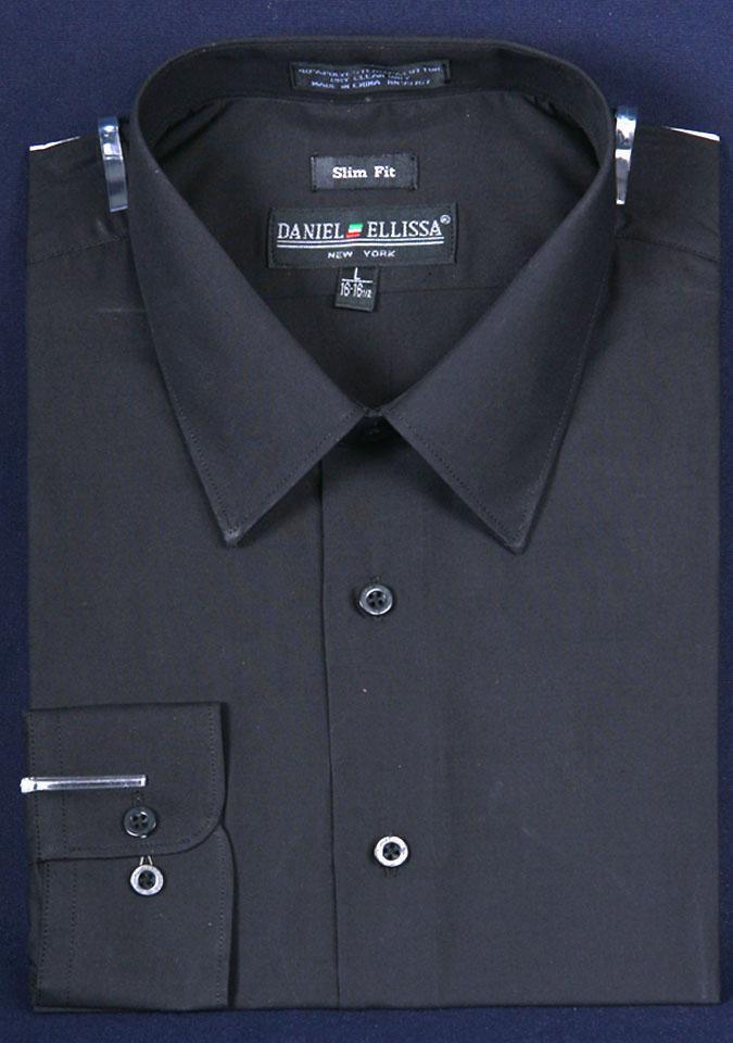 Men's Slim Fit Dress Shirt Color Black - Upscale Men's Fashion