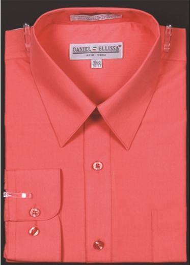 Men's Slim Fit Dress Shirt Color Coral - Upscale Men's Fashion