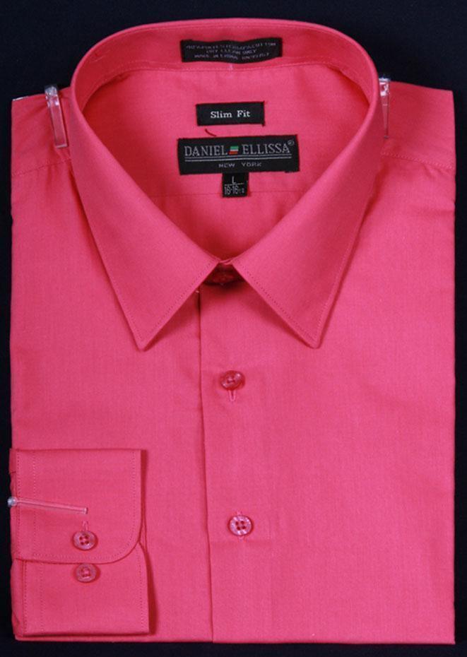 Men's Slim Fit Dress Shirt Color Fuchsia - Upscale Men's Fashion
