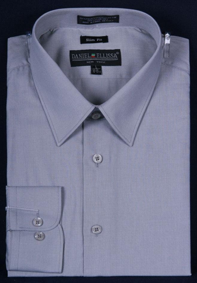Men's Slim Fit Dress Shirt Color Gray - Upscale Men's Fashion