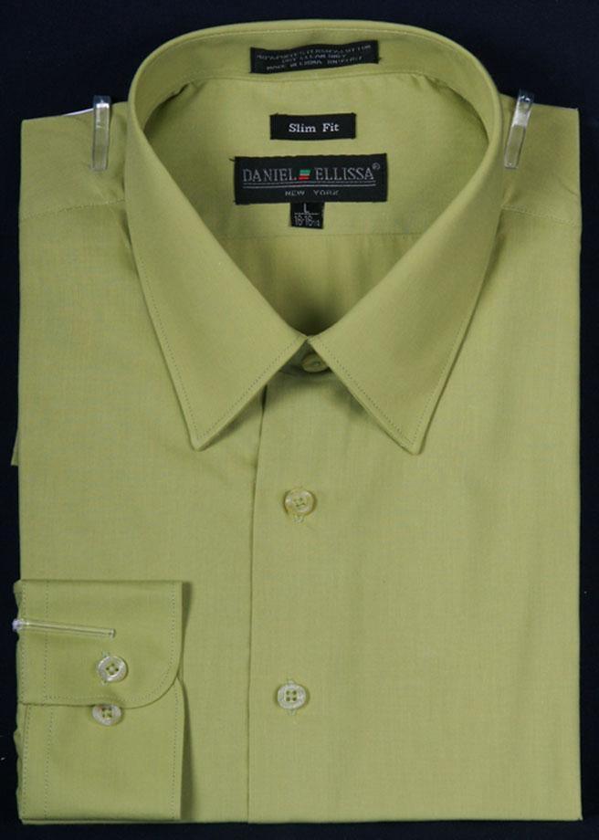 Men's Slim Fit Dress Shirt Color Lime - Upscale Men's Fashion