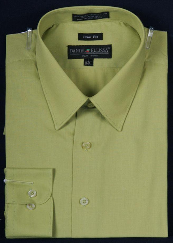 Men's Slim Fit Dress Shirt Color Lime - Upscale Men's Fashion