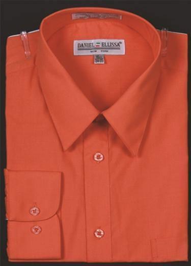 Men's Slim Fit Dress Shirt Color Orange - Upscale Men's Fashion