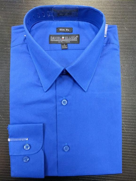 Men's Slim Fit Dress Shirt Color Royal - Upscale Men's Fashion