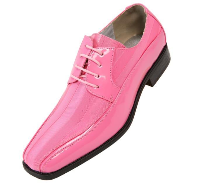 Men's Striped Satin and Matching Patent Upper Shoes Color Pink - Upscale Men's Fashion