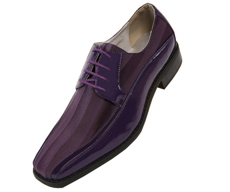 Men's Striped Satin and Matching Patent Upper Shoes Color Purple - Upscale Men's Fashion