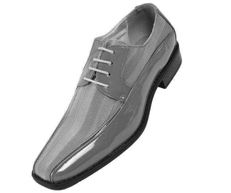 Men's Striped Satin and Matching Patent Upper Shoes Color Silver - Upscale Men's Fashion