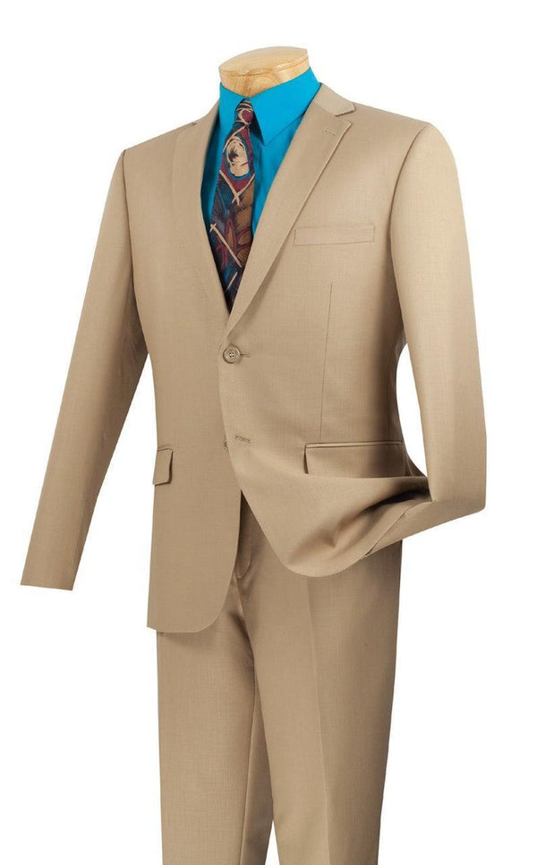 Men's Ultra Slim Fit suit 2 Piece-color Beige - Upscale Men's Fashion