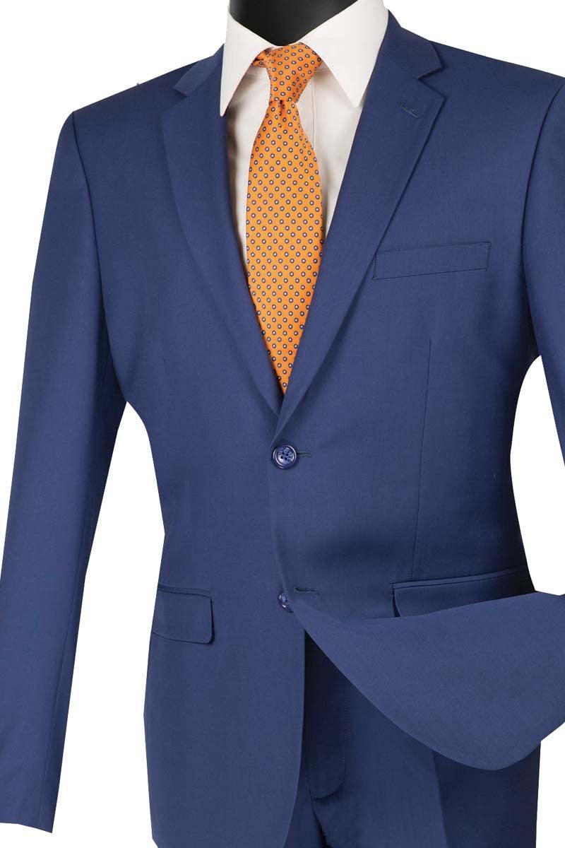 Men's Ultra Slim Fit suit 2 Piece-color indigo - Upscale Men's Fashion